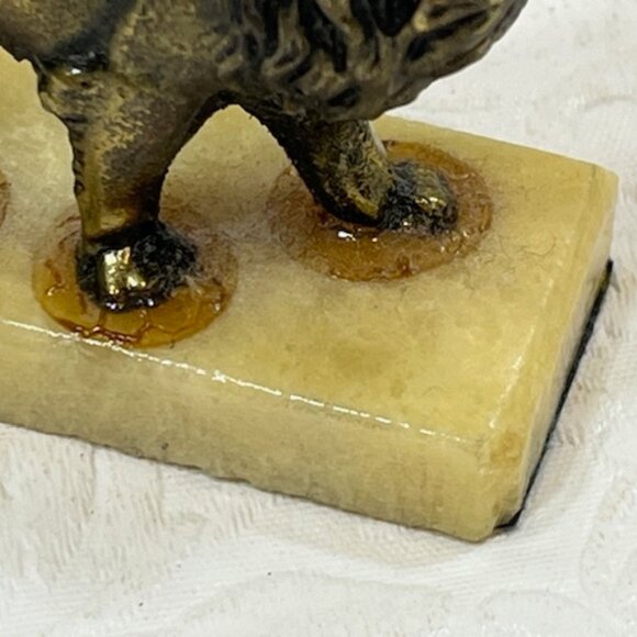 VTG Bronze LION Figurine Marble Base Small Paper Weight 3.5" - Picture 9 of 10